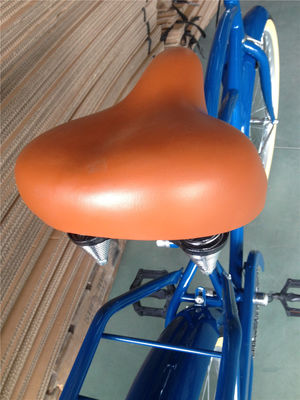 Color azul de velocidad única de 26 pulgadas Vintage Cruiser para hombres Bicicleta con freno V delantero