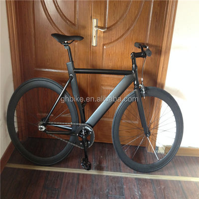 700c Black Aluminum Frame Fixie Bike con doble V freno de engranaje fijo hombre bicicleta de pista