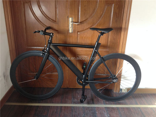 700c Black Aluminum Frame Fixie Bike con doble V freno de engranaje fijo hombre bicicleta de pista