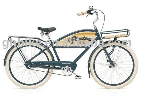 Bicicleta Beach Cruiser de 26 pulgadas para hombres con cesta y portabicicletas con certificación CE Nexus 3 Speed