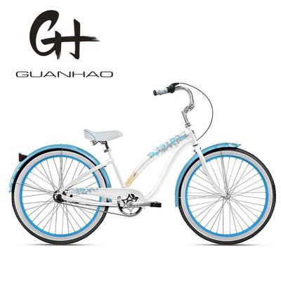 Mujeres hermosas Bicicleta de crucero de playa con pegatina de agua interna de 26 pulgadas 3 velocidades OEM / ODM