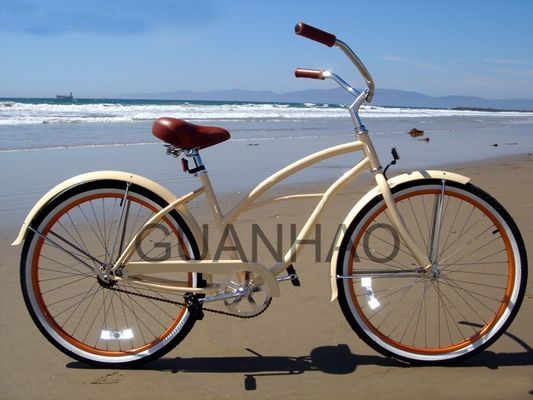 Bicicleta de crucero de playa acreditada CE e ISO 9001 con tenedor de acero con peso brillante de 19 kg