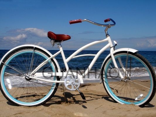 Bicicleta de crucero de playa acreditada CE e ISO 9001 con tenedor de acero con peso brillante de 19 kg