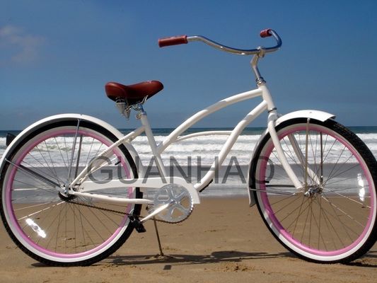Bicicleta de crucero de playa acreditada CE e ISO 9001 con tenedor de acero con peso brillante de 19 kg