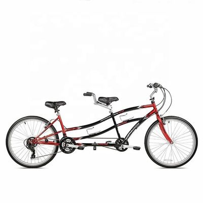 Marco de acero CE 26 &quot;conductor doble 21 velocidades bicicleta tándem para dos personas OEM asiento doble