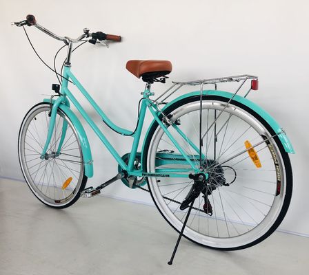 700C Hi-Ten Steel Frame USA OEM Mujeres City Bike con 7 velocidades y llantas de aleación de aluminio