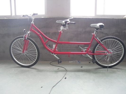 24 pulgadas Shimano 7 velocidades OEM CE acero tándem para dos personas bicicleta con suspensión de tenedor