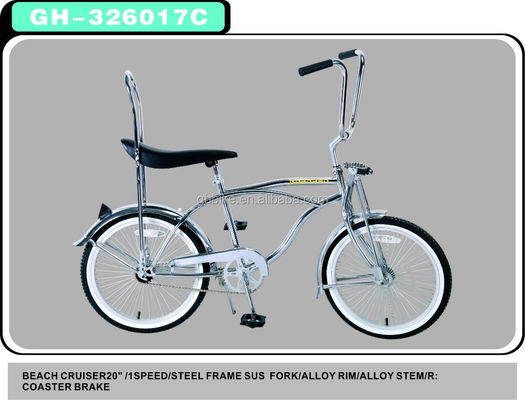 20 pulgadas de pintura cromada certificada por el CE lowrider bicicleta de playa crucero con silla de plátano