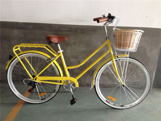 Vintage Women's Step Through Bike con cesta delantera y diseño clásico de 7 velocidades