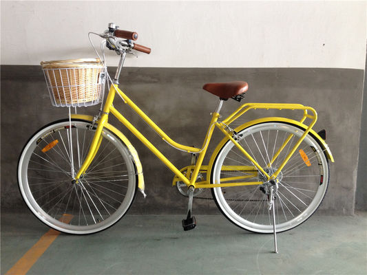 Vintage Women's Step Through Bike con cesta delantera y diseño clásico de 7 velocidades