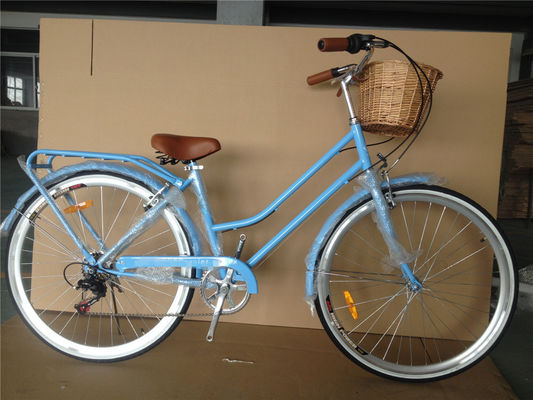 Bicicleta híbrida vintage de 7 velocidades para mujeres de 26 pulgadas Cuadro de aleación de aluminio y capacidad de carga 160 kg