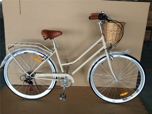 Bicicleta híbrida vintage de 7 velocidades para mujeres de 26 pulgadas Cuadro de aleación de aluminio y capacidad de carga 160 kg