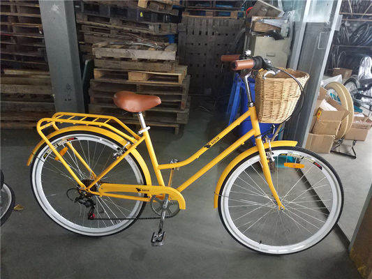 Bicicleta híbrida vintage de 7 velocidades para mujeres de 26 pulgadas Cuadro de aleación de aluminio y capacidad de carga 160 kg