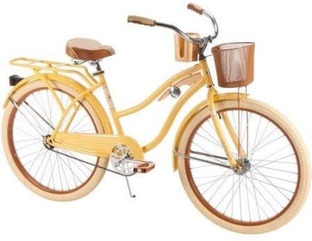 Pedal ordinario de 26 pulgadas de bicicleta de crucero para mujeres con borde de aluminio y color amarillo plátano