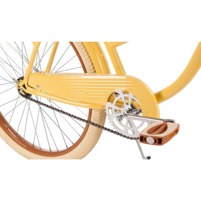 Pedal ordinario de 26 pulgadas de bicicleta de crucero para mujeres con borde de aluminio y color amarillo plátano