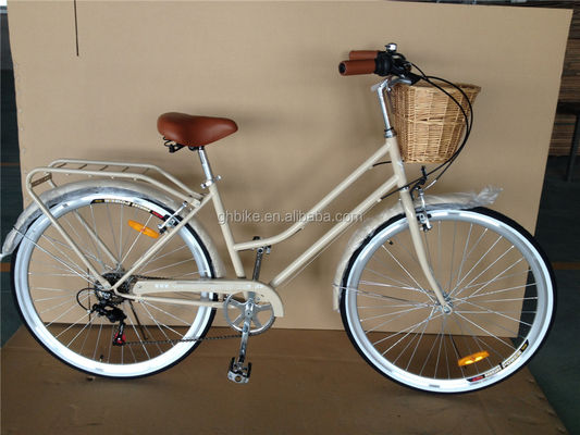 Color azul 7 velocidades Vintage Lady City Cruiser Bike Mujeres Bicicletas retro para la vida en la ciudad