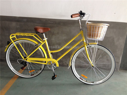 Color azul 7 velocidades Vintage Lady City Cruiser Bike Mujeres Bicicletas retro para la vida en la ciudad