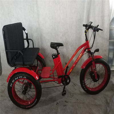 Rickshaw eléctrico de 750W con portacargas de aluminio y asiento de pasajero
