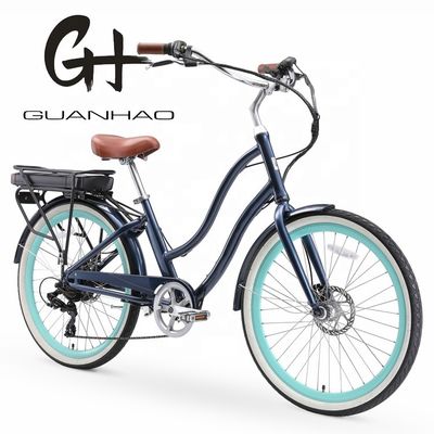 26" 7S 48V 500W 14AH Batería de litio Freno de disco eléctrico Beach Cruiser Bike para mujeres