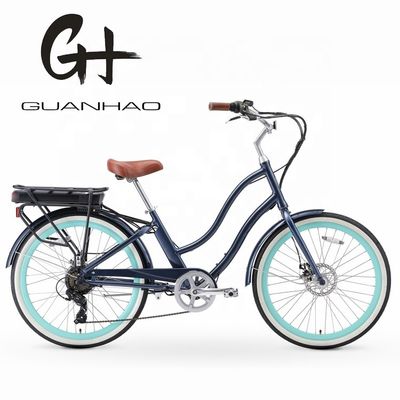 26" 7S 48V 500W 14AH Batería de litio Freno de disco eléctrico Beach Cruiser Bike para mujeres