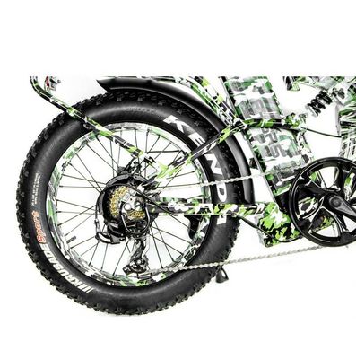 48V*21AH 20 pulgadas de suspensión completa Color de camuflaje 1000W Plegable neumático de grasa bicicleta eléctrica con bastidor trasero
