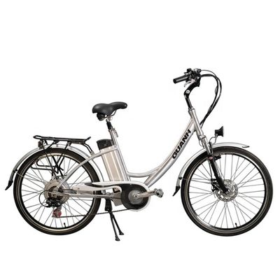 26" 48V 500W 40KM/H 10.4AH Batería de litio Mujeres Cuadro de aluminio 7 velocidades OEM Personalizado Step Thru Electric City Bike