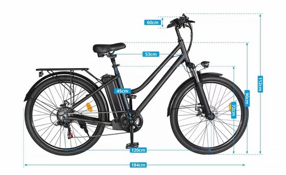 26" 48V 500W 40KM/H 10.4AH Batería de litio Mujeres Cuadro de aluminio 7 velocidades OEM Personalizado Step Thru Electric City Bike