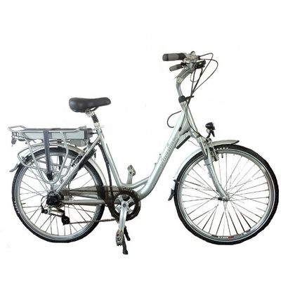 26" 48V 500W 40KM/H 10.4AH Batería de litio Mujeres Cuadro de aluminio 7 velocidades OEM Personalizado Step Thru Electric City Bike