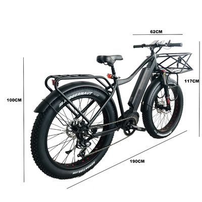 Snow 26&quot; 52V 1000W bicicleta eléctrica de montaña con 7 marchas de velocidad y 17AH batería de litio