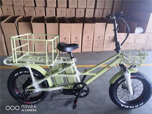 1000W 48V 34A Folding Frame Electric Cargo Bike con llantas de 20 pulgadas de grasa y portabagaños traseros