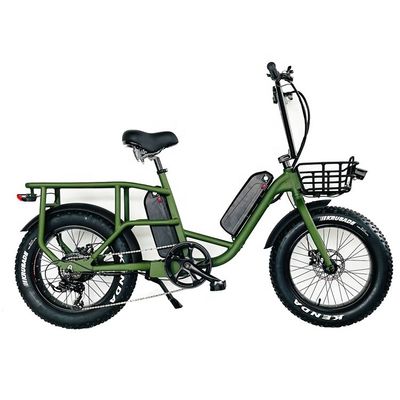 20&quot; 48V 34AH Batería de litio 1000W 50KM/H Marco de aluminio 7 velocidades Cargo eléctrico doble batería híbrida neumático de nieve de grasa 4.0 bicicleta