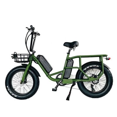 20&quot; 48V 34AH Batería de litio 1000W 50KM/H Marco de aluminio 7 velocidades Cargo eléctrico doble batería híbrida neumático de nieve de grasa 4.0 bicicleta