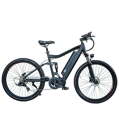 Bicicleta de montaña eléctrica de aluminio de 7 velocidades de 26 pulgadas con suspensión completa con capacidad de batería de 21AH