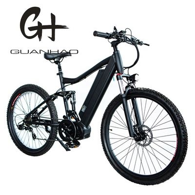 Bicicleta de montaña eléctrica de aluminio de 7 velocidades de 26 pulgadas con suspensión completa con capacidad de batería de 21AH