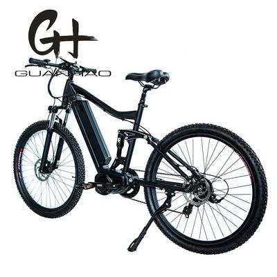 Bicicleta de montaña eléctrica de aluminio de 7 velocidades de 26 pulgadas con suspensión completa con capacidad de batería de 21AH