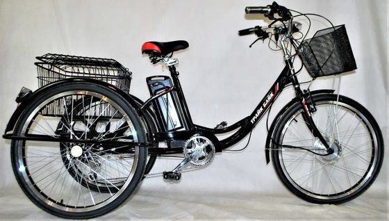 24&quot; Cuadro de acero con motor trasero 7 velocidades 36V350W 35KM/H Triciclos eléctricos unisex para adultos