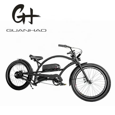 Velocidad única 750W 28MPH 48V 17AH 24 pulgadas 3.0 neumático Chopper bicicleta eléctrica crucero de playa