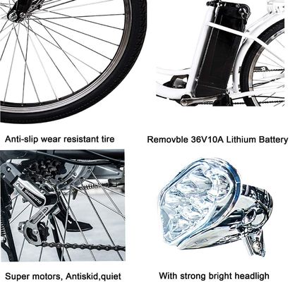 Tamaño de rueda de 26&quot; 6S 250W E-bicicleta Mujeres eléctricas Bicicleta urbana Alimentada por batería de litio