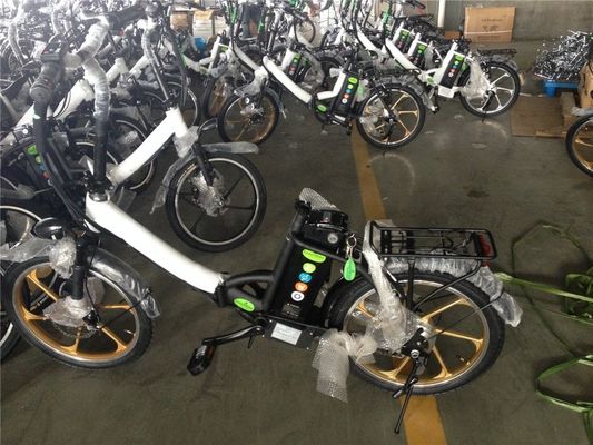 Bicicleta eléctrica plegable para Israel Bicicleta verde 350W Rueda magnética 36V Voltagem 7 velocidades