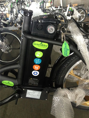 Bicicleta eléctrica plegable para Israel Bicicleta verde 350W Rueda magnética 36V Voltagem 7 velocidades