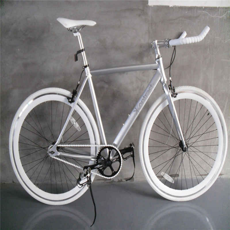 Conjunto de manivela de lasco de color plateado de velocidad única bullbar marco de aleación de aluminio vintage fijación de engranaje fijo bicicleta