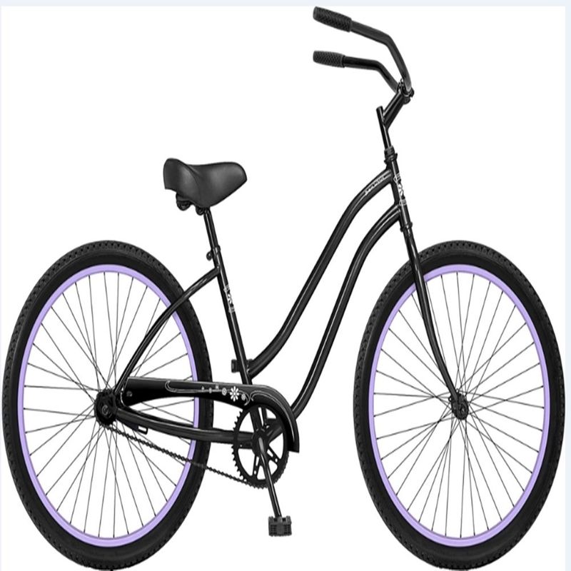 KMC Chain Color Negro Urbano Dama de velocidad única Mujeres Bicicleta de crucero de playa para paseos relajados