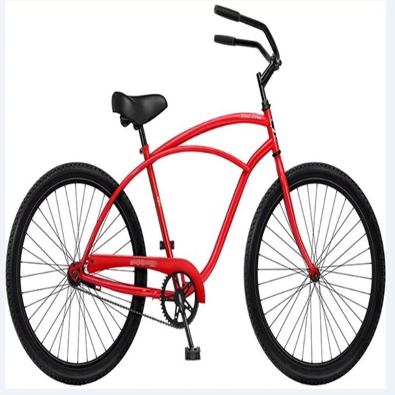 26 pulgadas de color rojo Bicicletas clásicas de crucero de playa para hombres con asiento grande y cómodo