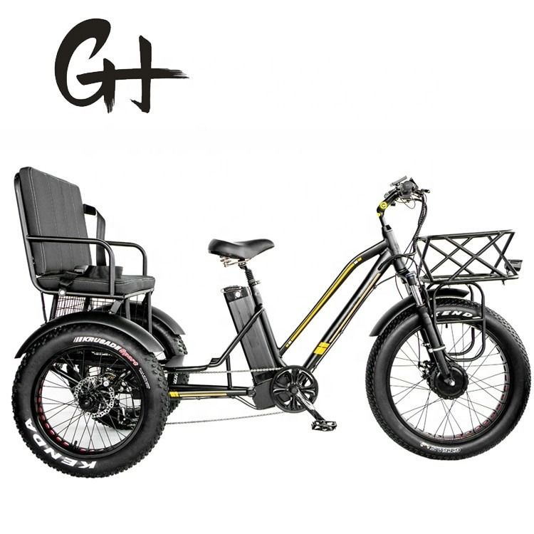 Rueda delantera de 24&quot; 48V 750W 45KM/H Carga máxima 300KG 21AH Batería de litio Triciclos eléctricos