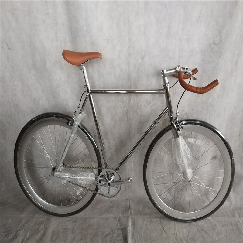 Bicicleta clásica de 700Cx28C Vintage Chrome de engranaje fijo de 58cm de velocidad única Fijación de la bicicleta 13kg