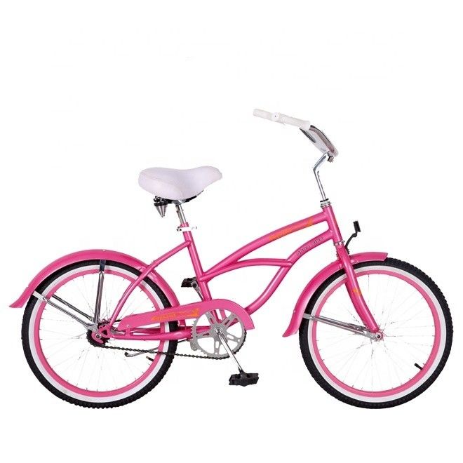 20&quot; Monovolumen de velocidad única Freno Rosa Logotipo OEM Americano Mini Niño Cuadro Pequeño CE Niña Bicicleta Beach Cruiser