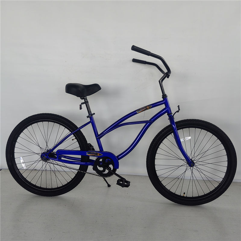 2024 Modelo 26&quot; Freno de pie de un solo engranaje Antirrusta Crucero de playa para mujeres Bicicleta tenedor de acero