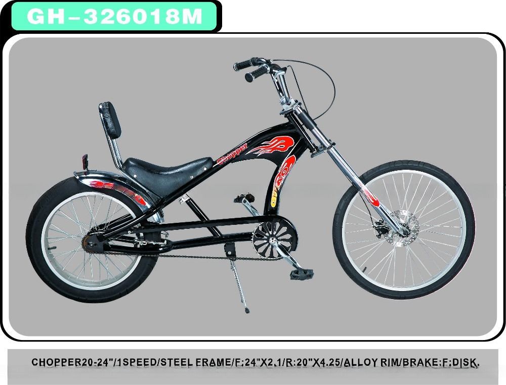 Chopper Bike Black Low Rider Fashion Bike con freno de disco F R tecnología de freno V