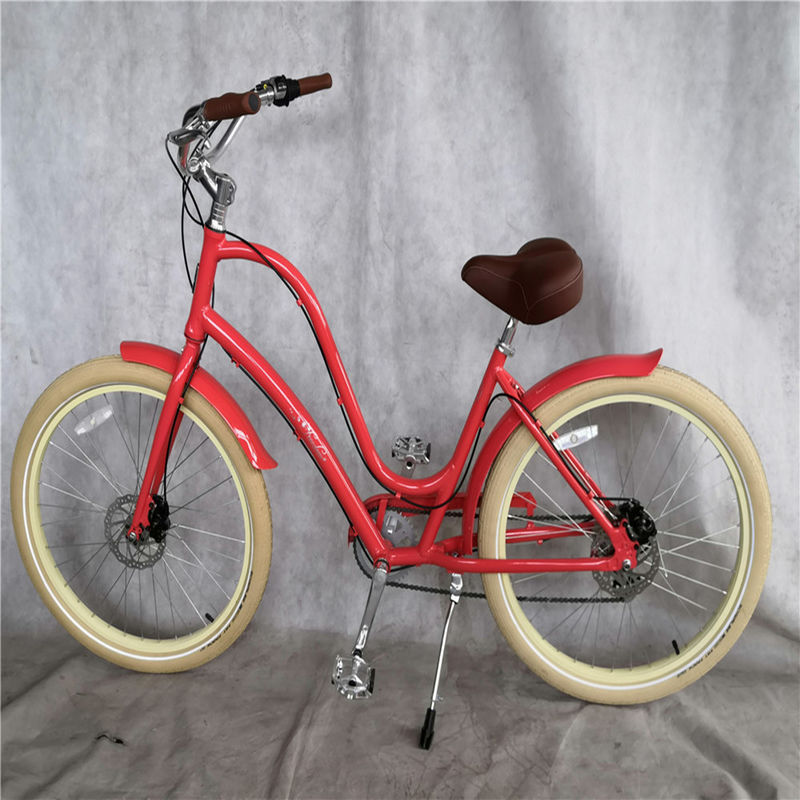 Aluminio ligero Unisex Paso a través de 8 velocidad Híbrido Mujeres Beach Cruiser Bicicleta Bicicleta 26 pulgadas