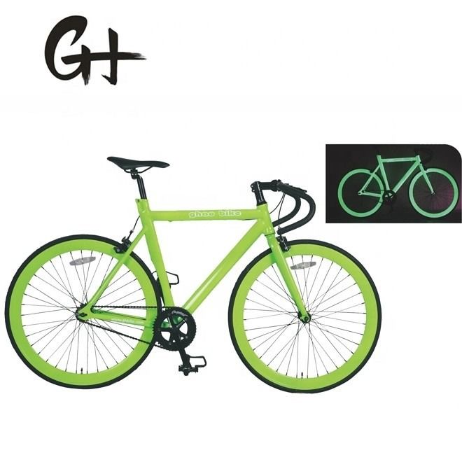 Color 700C Verde Monoplaza Fixie Gear Bike con Neon Nights Pintura Brillante en la Oscuridad